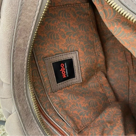 HOBO Taupe Leather Shoulder Bag with Chain-Accent Strap - Picture 11 of 12